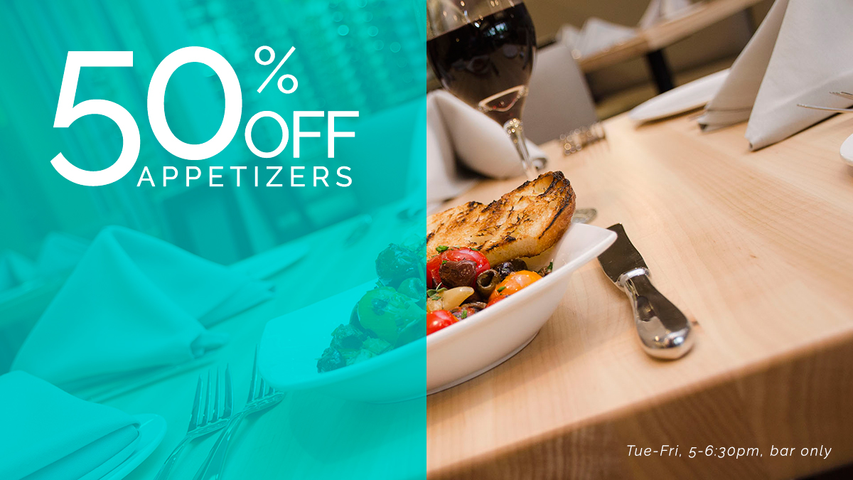 50% off appetizers